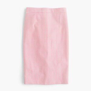 (NWOT) J.Crew No.2 Pencil Skirt  - Gingham Pink/White, Size 0